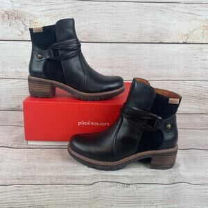 Pikolinos San Sebastian Womens EU 35 US 5 Ankle Boots Black Leather Zip